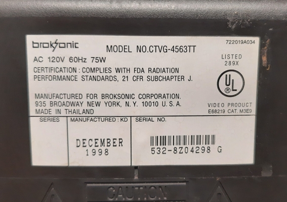 Broksonic CTVG-4563TT