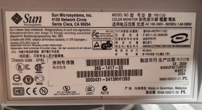 Sun Microsystems PN17JO